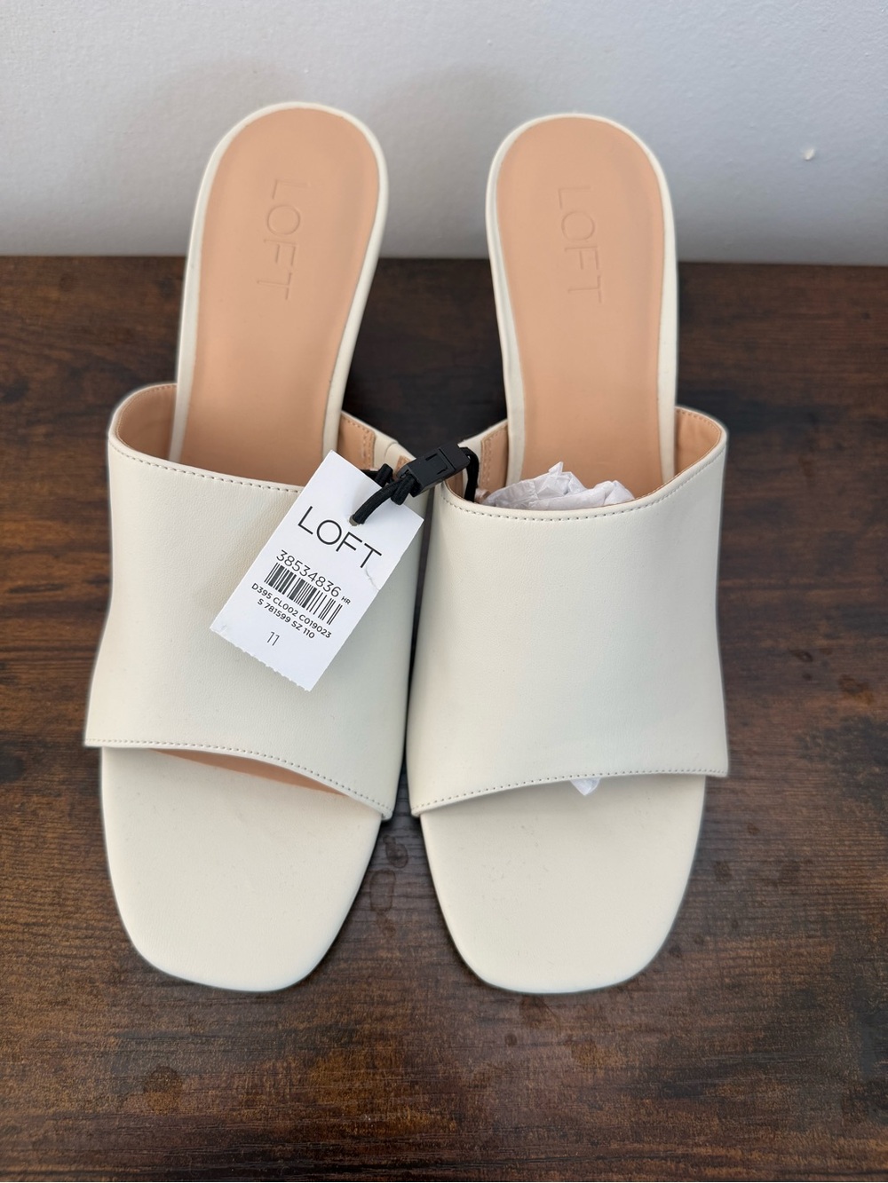 LOFT Cream Wide-Band Slide Mules